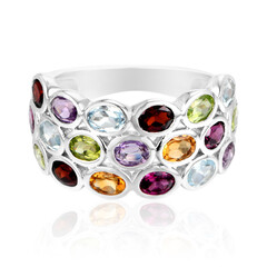 Zilveren ring met hemel-blauwe topaasstenen