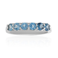 Zilveren ring met Londen-blauwe topaasstenen