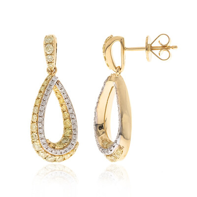 Gouden oorbellen met gele S12 diamanten (CIRARI)