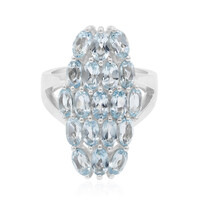 Zilveren ring met hemel-blauwe topaasstenen
