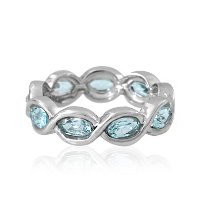 Zilveren ring met hemel-blauwe topaasstenen