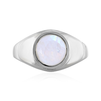 Zilveren ring met een regenboog maansteen