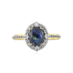 Zilveren ring met een blauwe ster saffier
