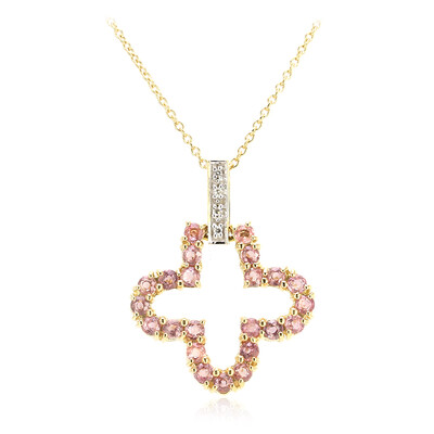 Gouden halsketting met Onverhitte Padparadscha Saffieren (AMAYANI)