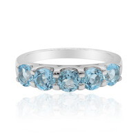 Zilveren ring met Zwitsers-blauwe topaasstenen