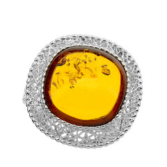 Zilveren ring met een Baltische barnsteen