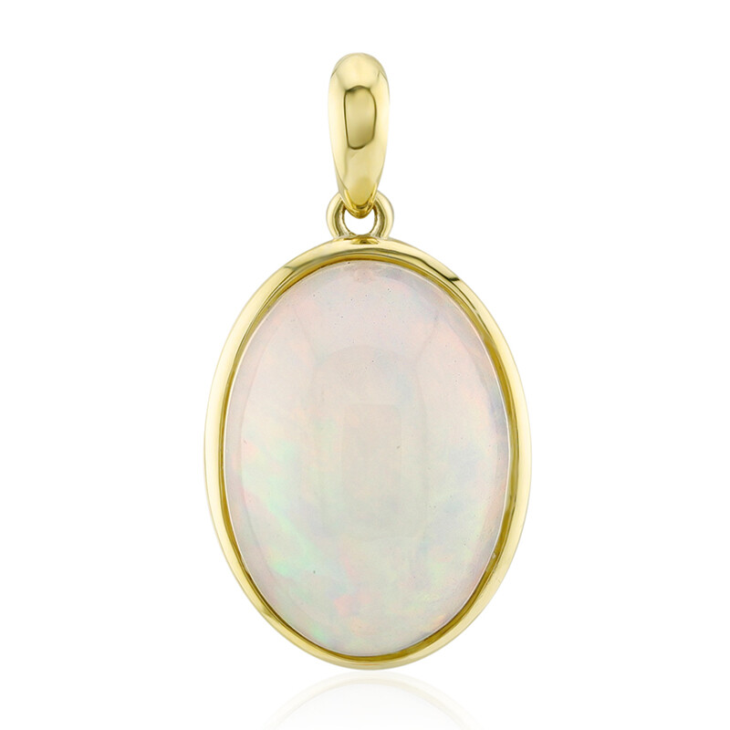 Goud vergulde ketting met hanger gezet met ovale Etiopische Opaal