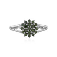 Zilveren ring met I3 Groene Diamanten