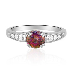 Zilveren ring met een avondrode mystieke-topaas