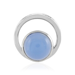 Zilveren hanger met een Blauwe chalcedoon