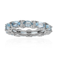 Zilveren ring met hemel-blauwe topaasstenen