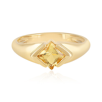 Zilveren ring met een gele beril