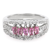 Zilveren ring met roze koper toermalijnen