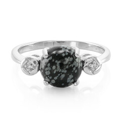 Zilveren ring met een sneeuwvlokken obsidiaan
