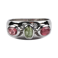 Zilveren ring met roze toermalijnen