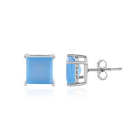 Zilveren oorbellen met Blauwe chalcedonen