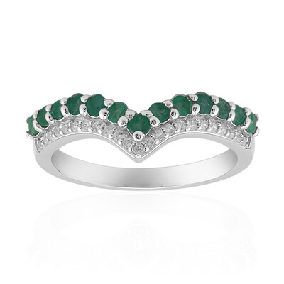 Zilveren ring met Braziliaanse smaragden
