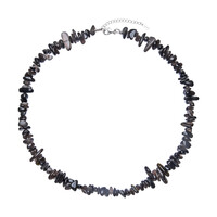 Zilveren halsketting met Zilverglans obsidiaanstenen