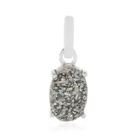 Zilveren hanger met een Zwarte Glitter Agaat