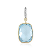 Gouden hanger met een hemel-blauwe topaas