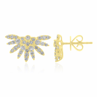 Gouden oorbellen met SI1 (H) Diamanten