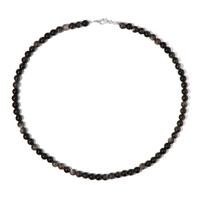 Zilveren halsketting met Zilver Obsidianen