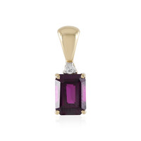 Gouden hanger met een magenta granaat