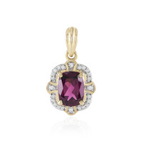 Gouden hanger met een magenta granaat