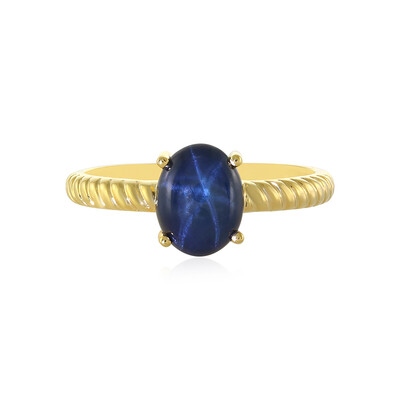 Zilveren ring met een blauwe ster saffier