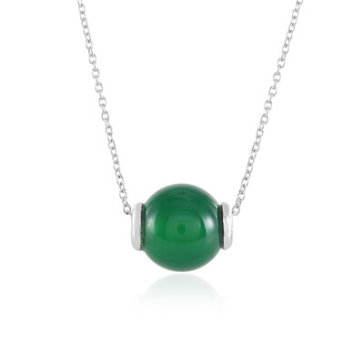 Zilveren halsketting met een Groene onyx