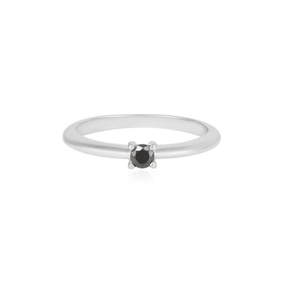 Zilveren ring met een zwarte diamant