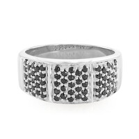 Zilveren ring met zwarte spinelstenen