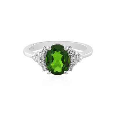 Zilveren ring met een Russische diopsied