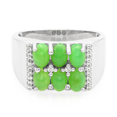 Zilveren herenring met keizerlijke chrysopraasstenen