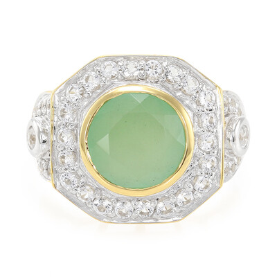 Zilveren ring met een groene chalcedoon
