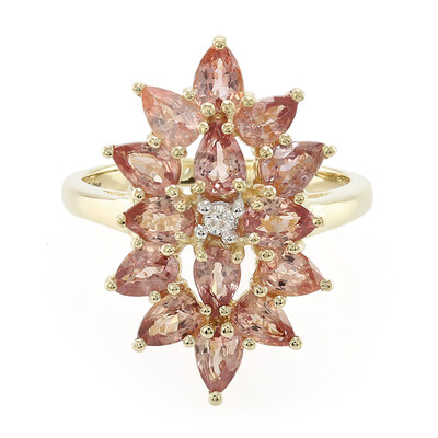 Gouden ring met Onverhitte Padparadscha Saffieren