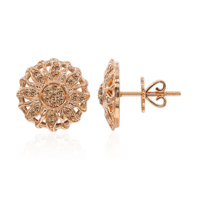 Gouden oorbellen met SI1 Argyle Rose De France Diamanten (Annette)