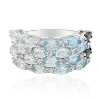 Zilveren ring met Londen-blauwe topaasstenen