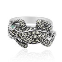 Zilveren ring met smaragden