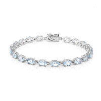 Zilveren armband met hemel-blauwe topaasstenen