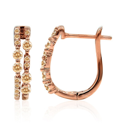 Gouden oorbellen met SI1 Argyle Rose De France Diamanten (Annette)