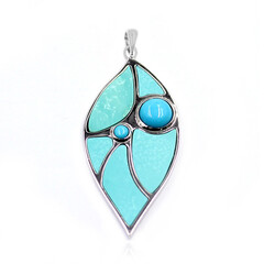 Zilveren hanger met Kingman turkooisen (Anne Bever)