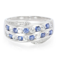 Zilveren ring met Kanchanaburi saffieren