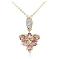 Gouden halsketting met Onverhitte Padparadscha Saffieren