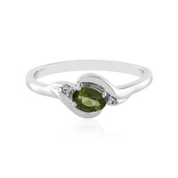 Zilveren ring met een moldaviet