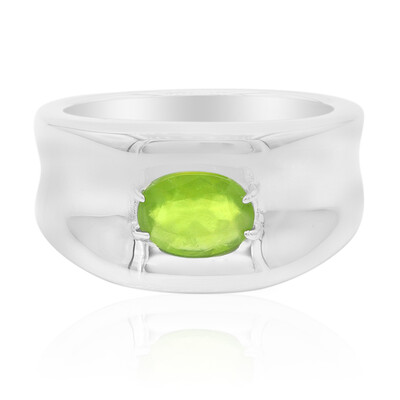 Zilveren ring met een Braziliaanse Groene Opaal