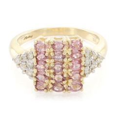 Gouden ring met Onverhitte Padparadscha Saffieren