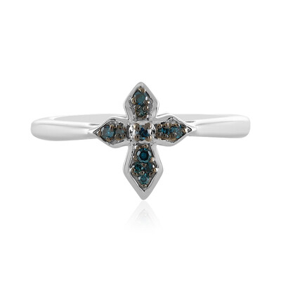 Zilveren ring met I2 Blauwe Diamanten