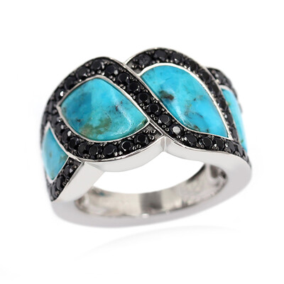 Zilveren ring met Blauwe Kingman Mohave Turkooisen (Faszination Türkis)
