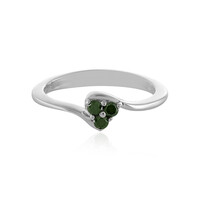 Zilveren ring met I4 Groene Diamanten